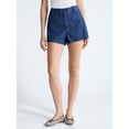 thumbnail image 1 of Free Assembly Women's and Women's Plus High Rise Patch Pocket Denim Shorts, 3" Inseam, Sizes XS-4X, 1 of 5