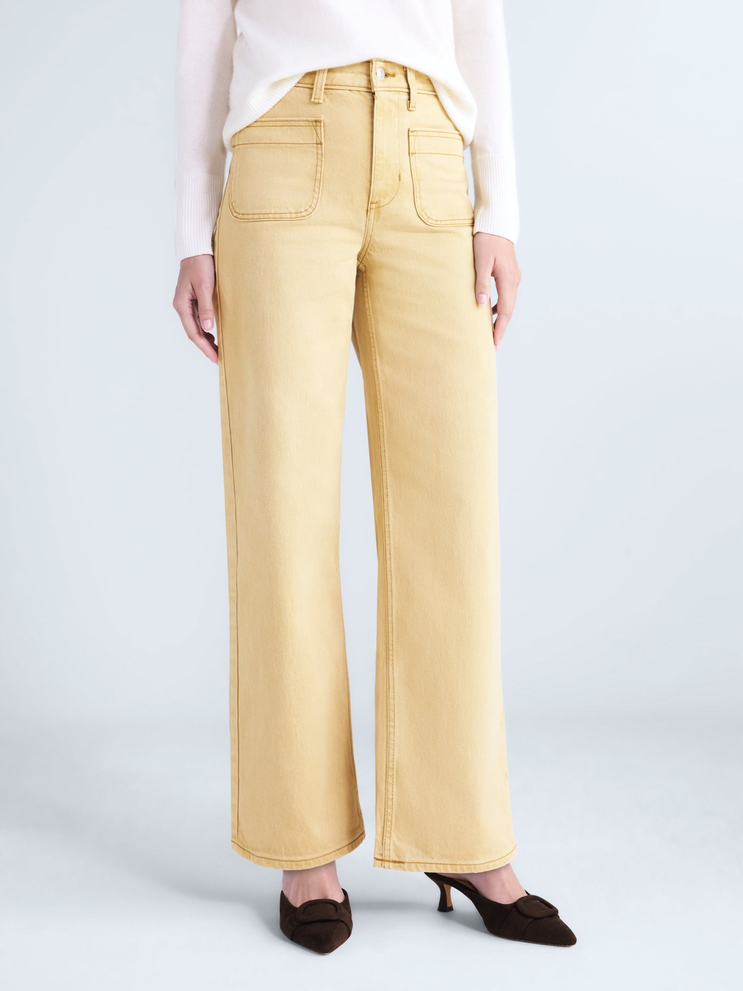 Free Assembly Women's and Women's Plus The Larchmont High Rise Patch Pocket Jeans, 32" Inseam, Sizes 0-28W