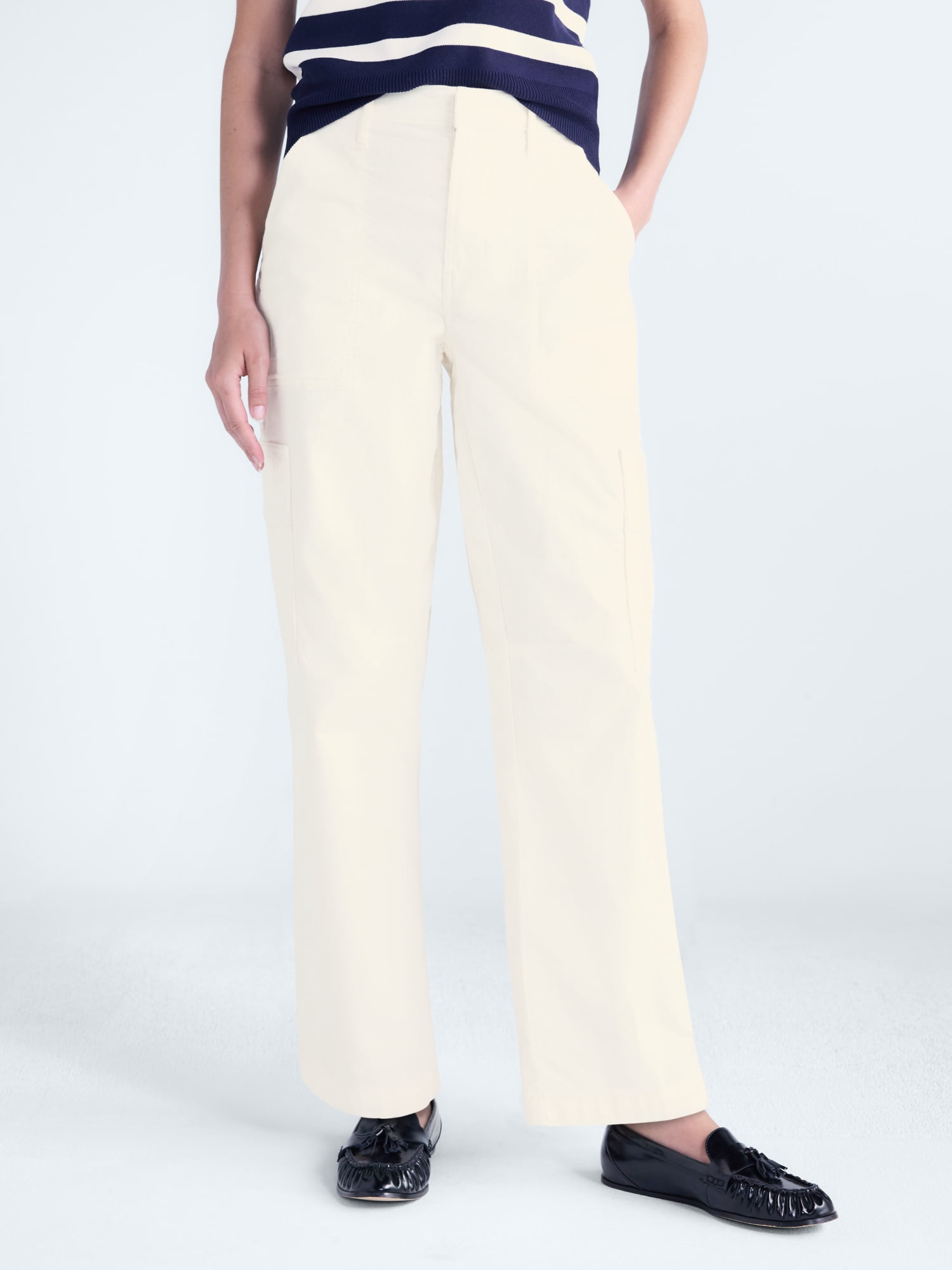 Free Assembly Women's and Women's Plus High Rise Cropped Corduroy Cargo Barrel Pants, Reg and Short Inseam, Sizes XS-4X