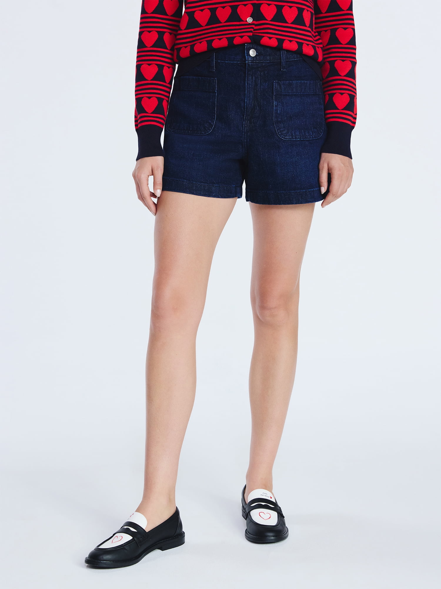 Free Assembly Women's and Women's Plus Patch Pocket Denim Shorts, 4" Inseam, Sizes 0-28W