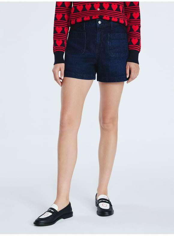 Women's and Women's Plus Patch Pocket Denim Shorts, 4" Inseam, Sizes 0-28W