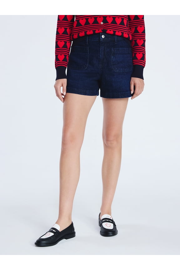 Women's and Women's Plus Patch Pocket Denim Shorts, 4" Inseam, Sizes 0-28W