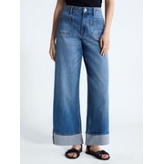 Women's High Rise Patch Pocket Cuffed Jeans, 26" Inseam, Sizes 0-18