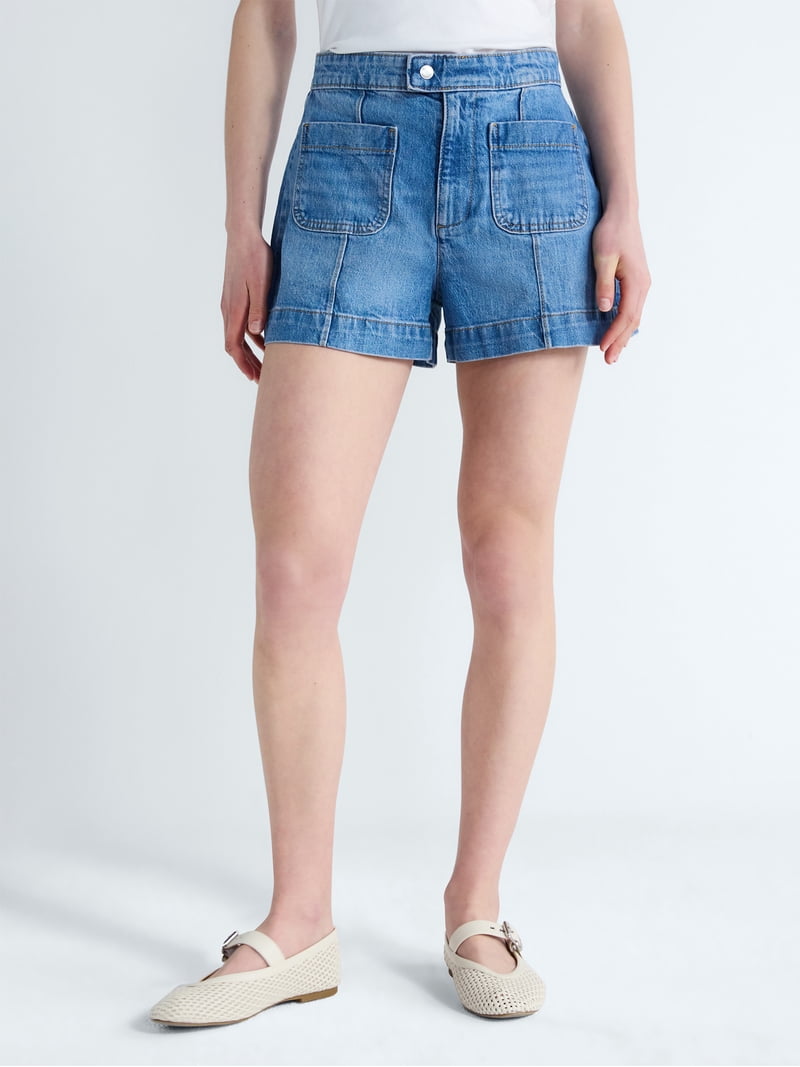 Free Assembly Women's Patch Pocket Denim Shorts, 3