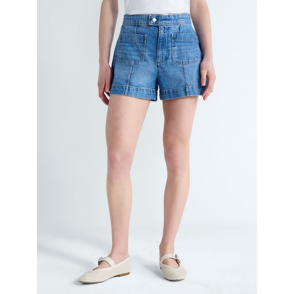 Free Assembly Women's Patch Pocket Denim Shorts, 3" Inseam, Sizes 0-18