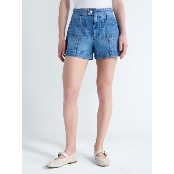 Free Assembly Women's Patch Pocket Denim Shorts, 3" Inseam, Sizes 0-18