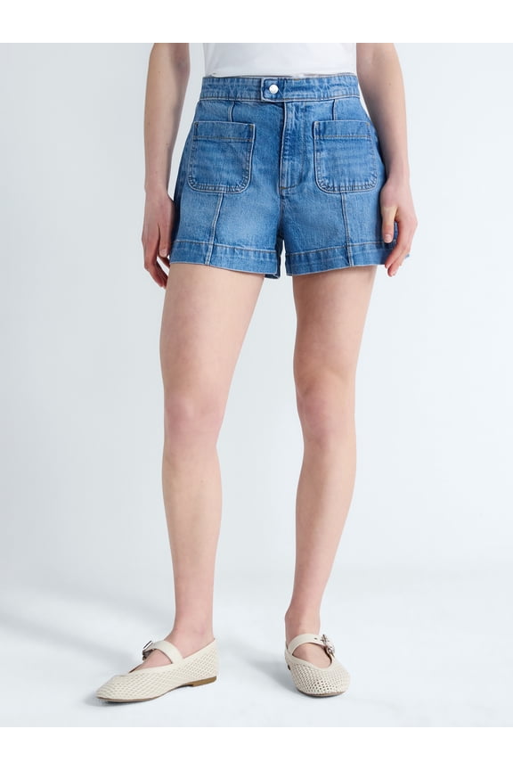 Women's Patch Pocket Denim Shorts, 3" Inseam, Sizes 0-18