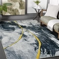 thumbnail image 1 of HR Abstract Area Rug with Circle Pattern - Non-Slip Rubber Backing, Polyester, Flat Gold Silver and Multi-Color - Add Modern Elegance to Your Space, 1 of 7