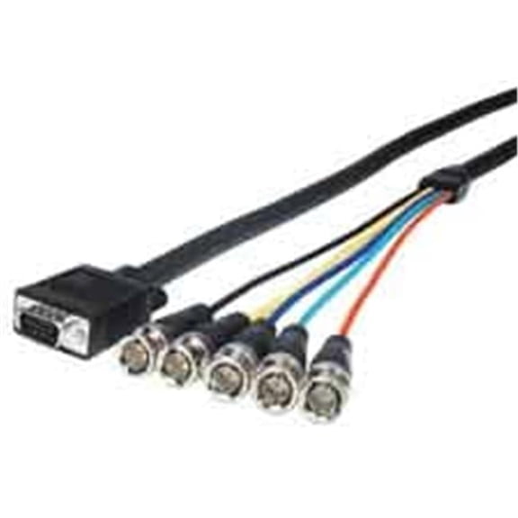 HR Pro Series VGA to BNC Cable - Black - 6ft - High Resolution - Lifetime Warranty