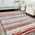 thumbnail image 1 of HR Red & Gray Rugs Stripped Pattern Area Rug 8x10 Contemporary Carpet Gray Ultra-Soft Luxury Living Room Area Rugs, 1 of 7