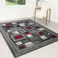 thumbnail image 1 of HR-Rugs Red Lava/Silver/Gray Abstract Geometric Modern Squares Pattern Area Rug 1'96" x 3'3", 1 of 7