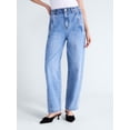 thumbnail image 1 of Free Assembly Women's and Women's Plus Side Panel Barrel Jeans, 30" Inseam, Sizes 0-28W, 1 of 6