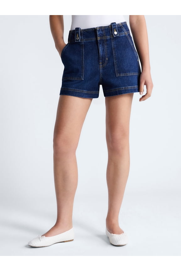 Women's High Rise Denim Utility Shorts, 4” Inseam, Sizes 0-18