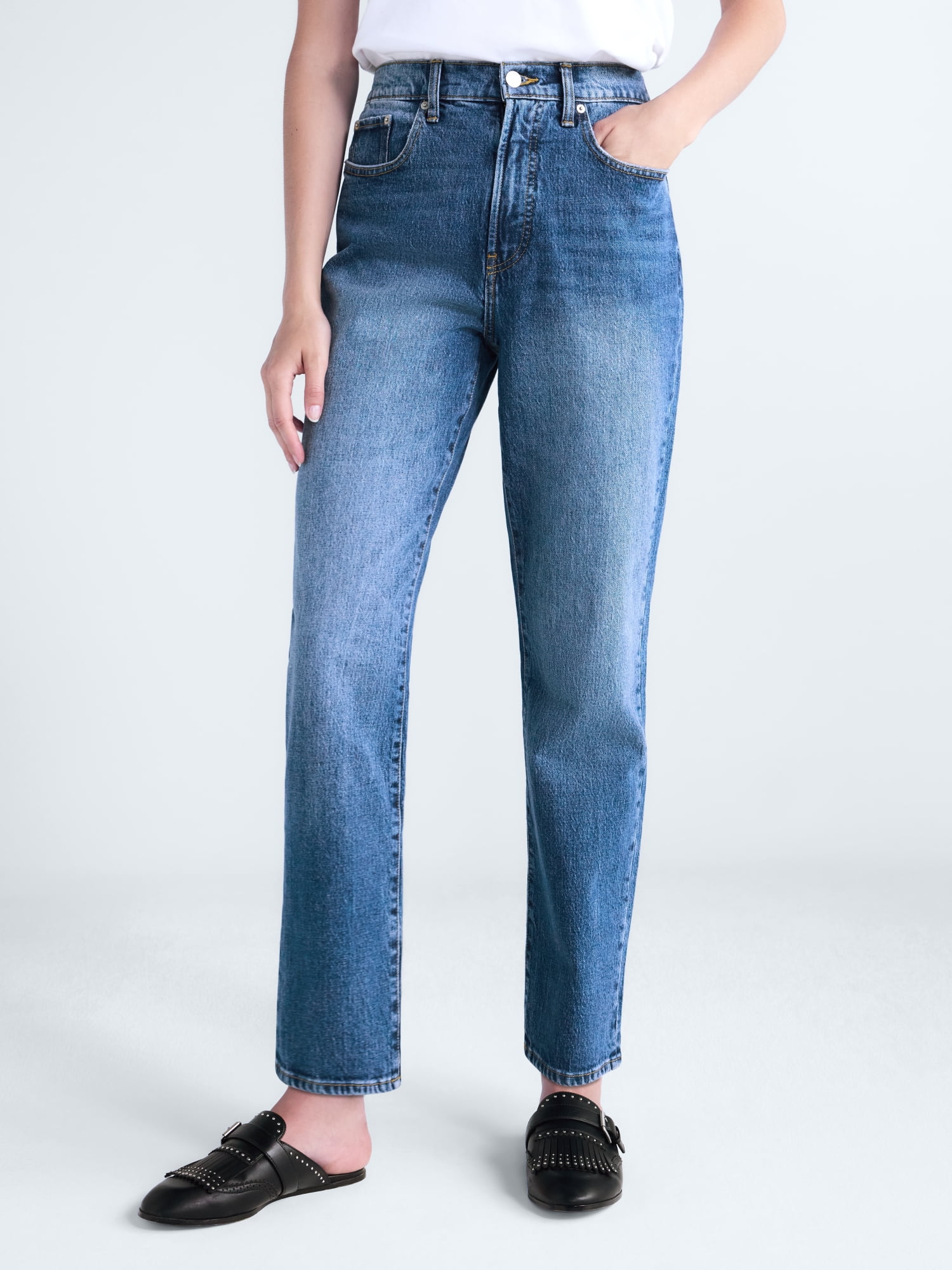 Free Assembly Women's High Rise Straight Leg Jeans, 30" Inseam, Sizes 0-20