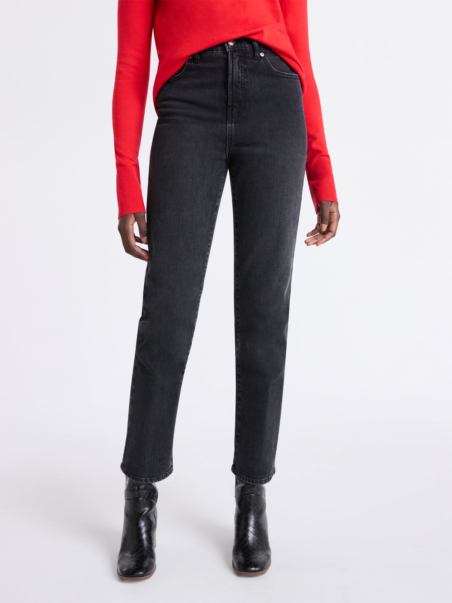 Free Assembly Women's and Women's Plus High Rise Straight Jeans, 30" Inseam, Sizes 0-26W