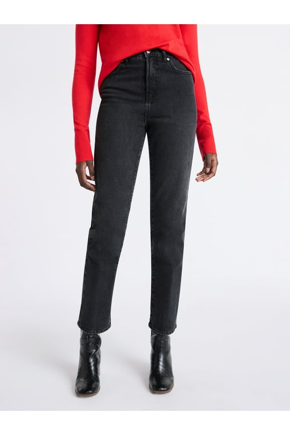 Women's and Women's Plus High Rise Straight Jeans, 30" Inseam, Sizes 0-26W