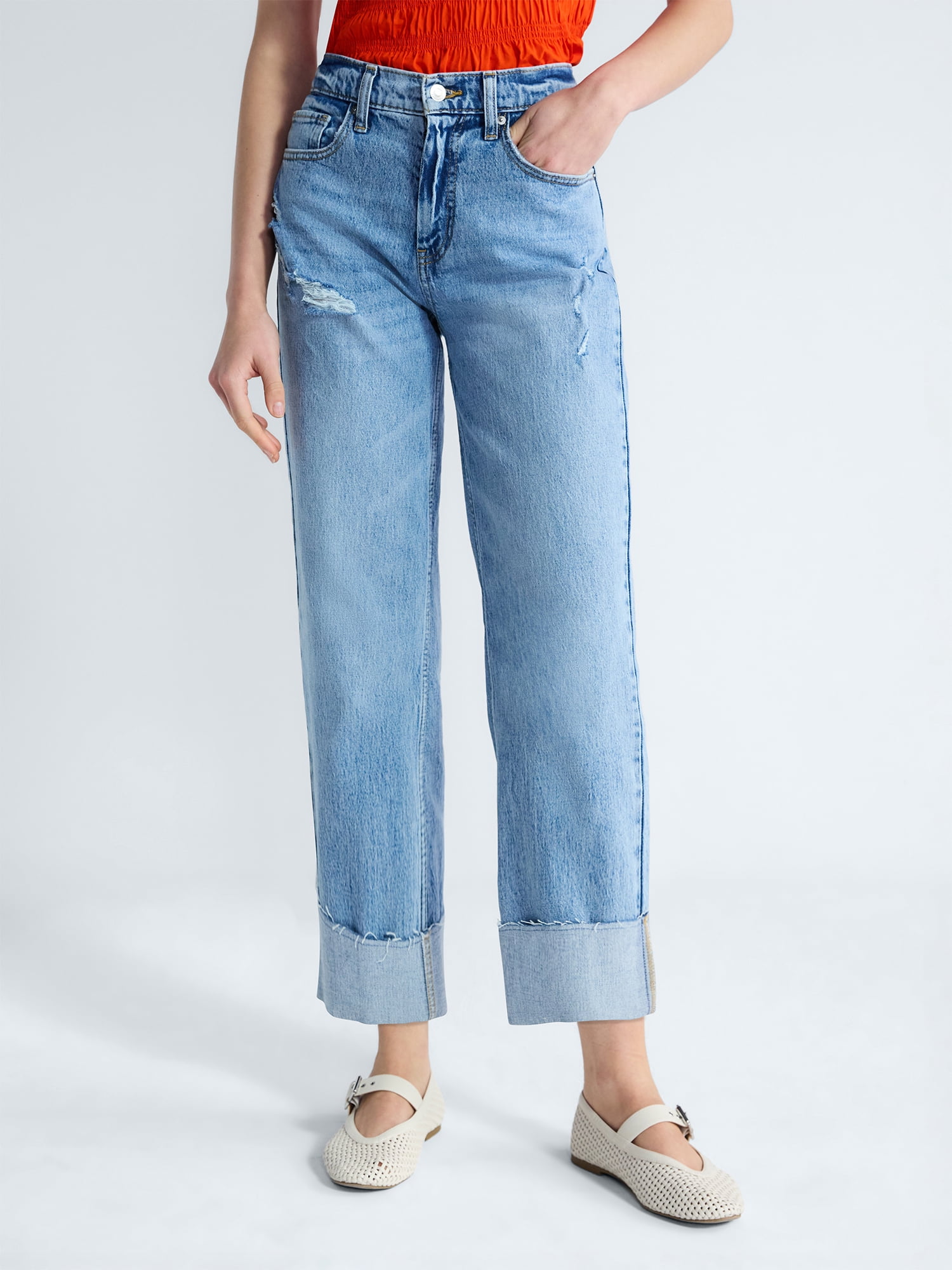 Free Assembly Women's High Rise Straight Cropped Jeans, Sizes 0-18