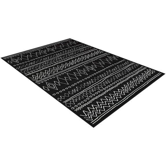 HR Southwestern Rug for Living Room Antiqued Trellis Black and White Area Rug Boho Dcor Rugs 5x7 for Bedroom