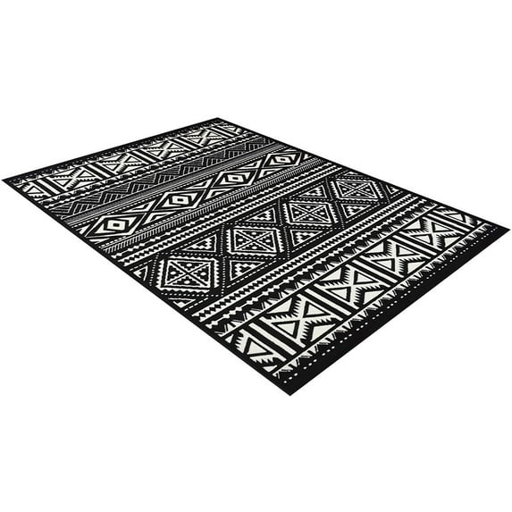 HR Southwestern Rug for Living Room Antiqued Trellis Black and White Area Rug Boho Dcor Rugs 5x7 for Bedroom
