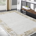 thumbnail image 1 of HR Super Soft Polyester Abstract Area Rug Bordered in Gold, Ivory & Multi-Color - Elegant Frame Pattern for Cozy and Stylish Living Spaces, 1 of 6