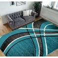 thumbnail image 1 of HR Swirls Pattern Area Rug 8x10 Geometric Pattern Modern Turquoise & Gray Carpet Comfy shed Free Stain Resistant, 1 of 7