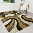 thumbnail image 1 of HR Swirls Thick Soft Plush 3D Textured Rug 5' x 7' Area Rugs, Mustard Yellow and Multicolor, 1 of 7