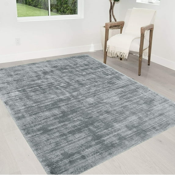 HR Titaniume Color Rugs Tencel Ultra-Soft Hand Knotted in India 6x9 Rugs for Livingroom