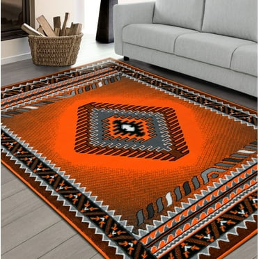 HR Traditional Floorcover Area Rugs Orange Gray and Black