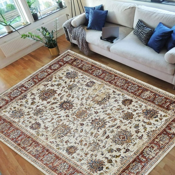 HR-Traditional Rugs/bijar Collection/Fashion Home Oriental|Persian Vintage Area Rugs-Distressed Pearl/Multi (5'x7')