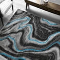 thumbnail image 1 of HR Turqouise Grey Black Modern Contemporary Abstract Area Rugs Marble Pattern, 2' x 7' Runner, 1 of 6