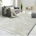 thumbnail image 1 of HR Ultra-Soft Beige Shaggy Rug with Elegant Marble Pattern  Luxurious High Pile Area Rug for Contemporary Home Decor, 1 of 6