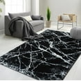 thumbnail image 1 of HR Ultra-Soft Black and White Shaggy Rug with Elegant Marble Pattern  Luxurious High Pile Area Rug for Contemporary Home Decor, 1 of 6