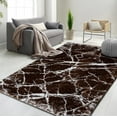 HR UltraSoft Chocolate Brown Shaggy Rug with Elegant Marble Pattern