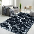 thumbnail image 1 of HR Ultra-Soft Cobalt Navy and White Shaggy Rug with Elegant Marble Pattern  Luxurious High Pile Area Rug for Contemporary Home Dcor, 1 of 6