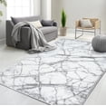 thumbnail image 1 of HR Ultra-Soft Cobalt White and Shadow Shaggy Rug with Elegant Marble Pattern  Luxurious High Pile Area Rug for Contemporary Home Dcor, 1 of 5
