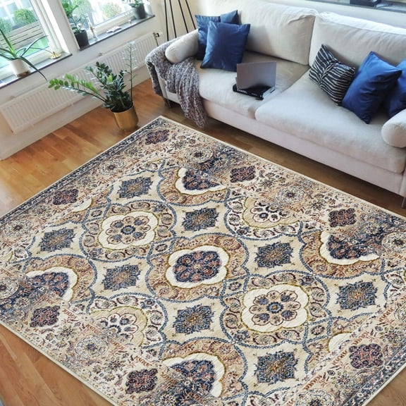 HR-Vintage Rugs/bijar Collection/Fashion Home Oriental|Persian Vintage Area Rugs-Distressed Pearl/Multi (5'x7')