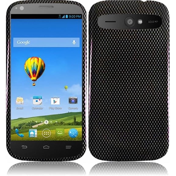 HR Wireless Design Cover Case for ZTE Warp Sync - Retail Packaging - Carbon Fiber
