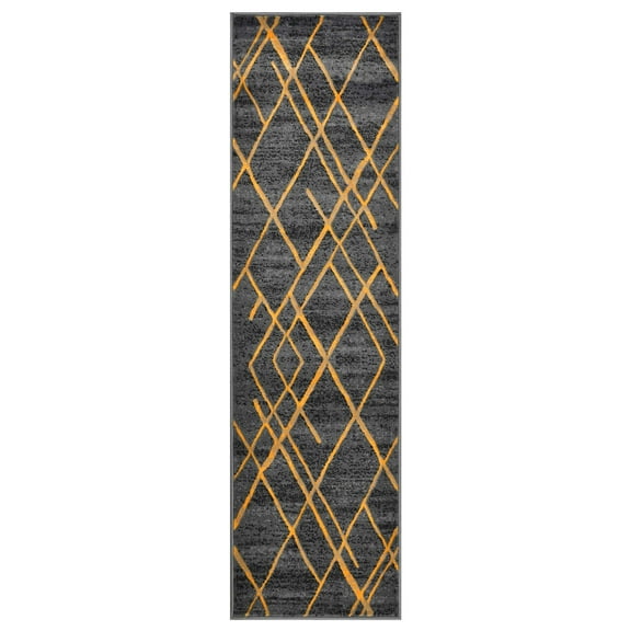 HR HANDCRAFT RUGS HR Modern Geometric Diamond Pattern Contemporary Abstract Area Rug Yellow - 2' X 7' Runner