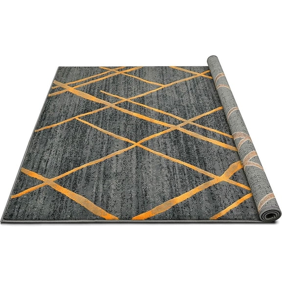HR HANDCRAFT RUGS HR Modern Geometric Diamond Pattern Contemporary Abstract Area Rug Yellow - 7'8" X 10'