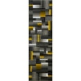 thumbnail image 1 of HR Yellow Grey Silver Abstract Rug Modern Contemporary Geometric Square Design 2' x 7' Runner, 1 of 5