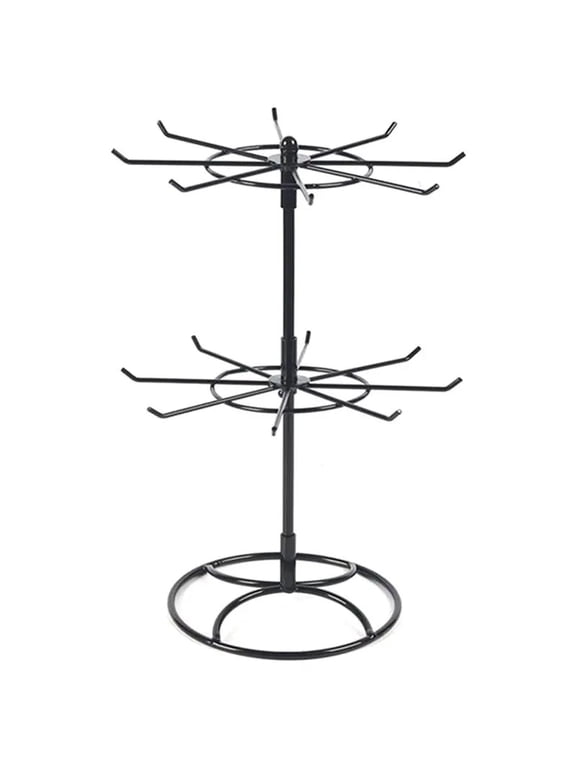 HRBAJ-For Hanging Earring Ring Bracelet Watch Holder Rotating Jewelry Display Stand 2 Tier Round Metal Necklace Organizer