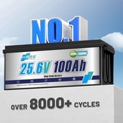 24V 100Ah LiFePO4 Lithium Battery,for RV,Camper,Solar,Marine,Boat,Backup Power,Smart 100A BMS,HRBEENERGY 15000+Deep Cycles,10 Years Lifetime