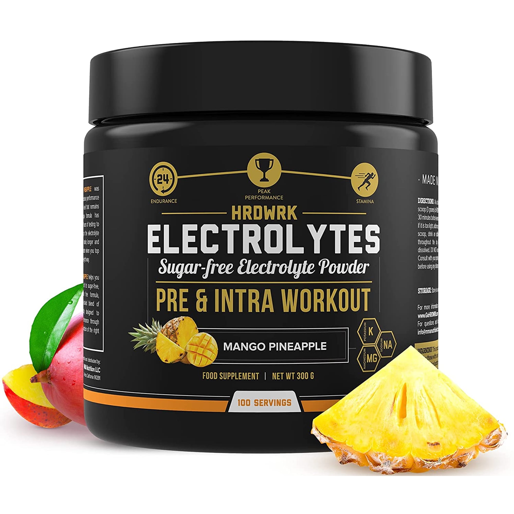 HRDWRK Sugar Free Electrolyte Powder Keto Electrolytes Supplement Mango