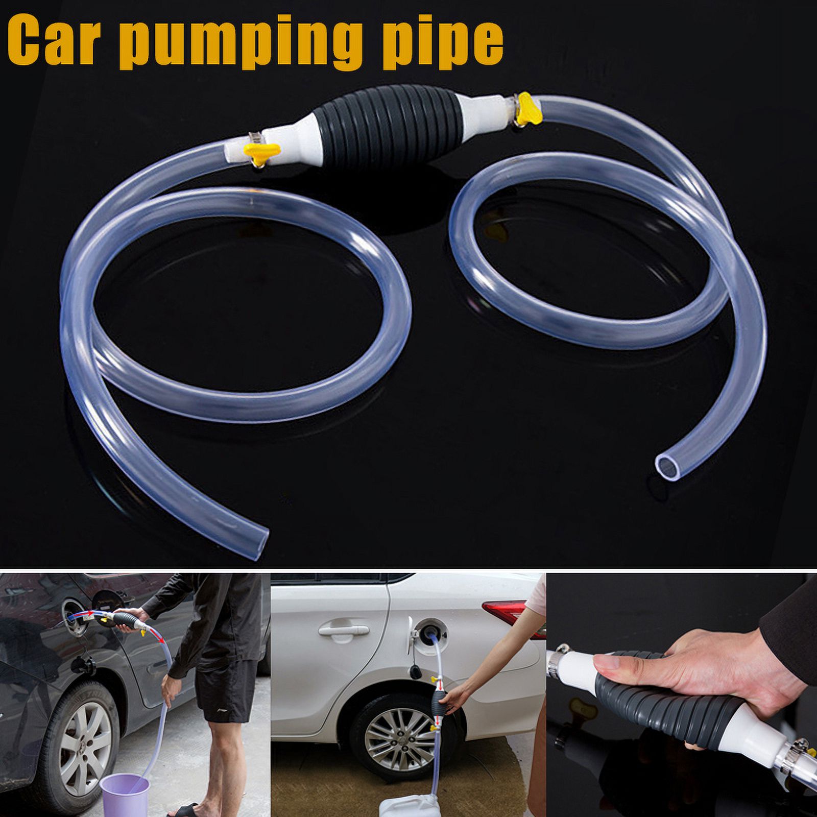 HRSR High Flow Siphon Hand Pump Manual Car Fuel Transfer Portable for