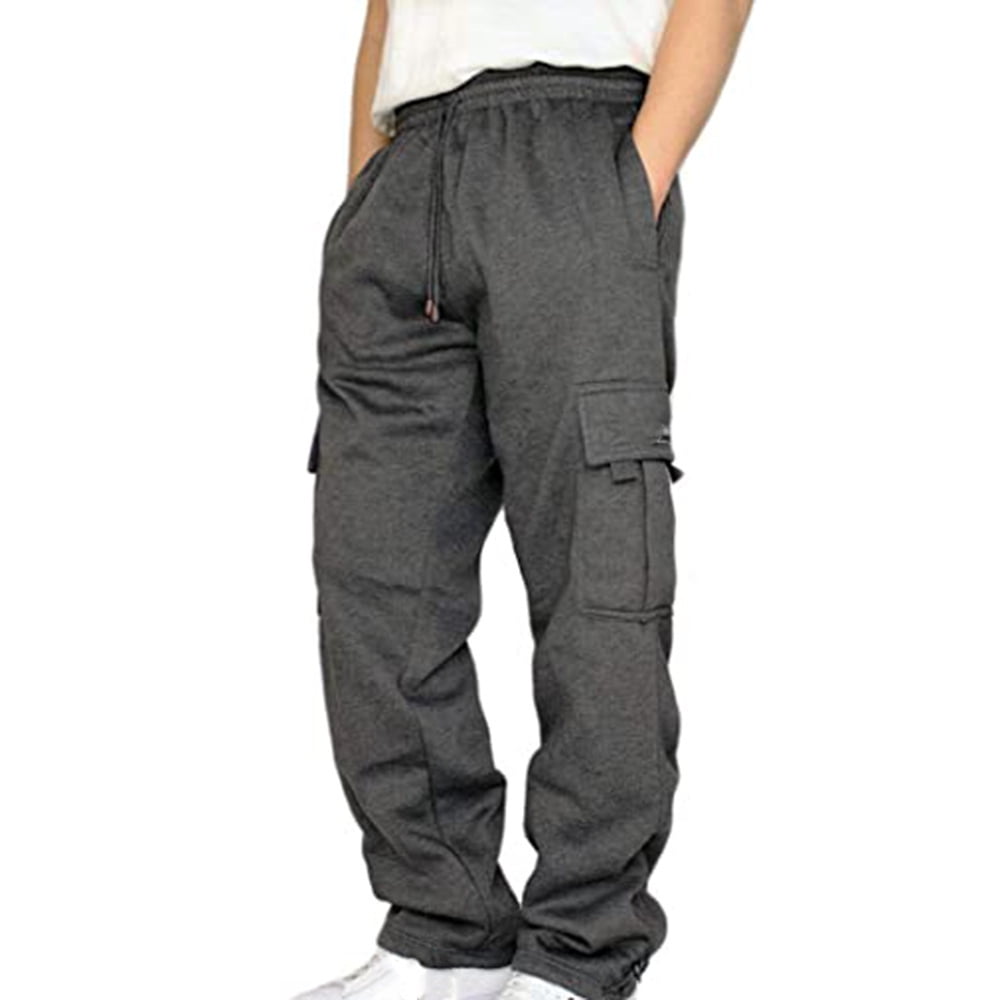 HRSR Men's Cargo Sweatpants with Pockets Casual Loose Trousers for