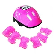 HRSR Protective Gear Set for Kids Helmet Pad Set Knee Pads and Elbow Pads Wrist Guards Adjustable Safety Set 7pcs Set(Pink 7-piece Set)