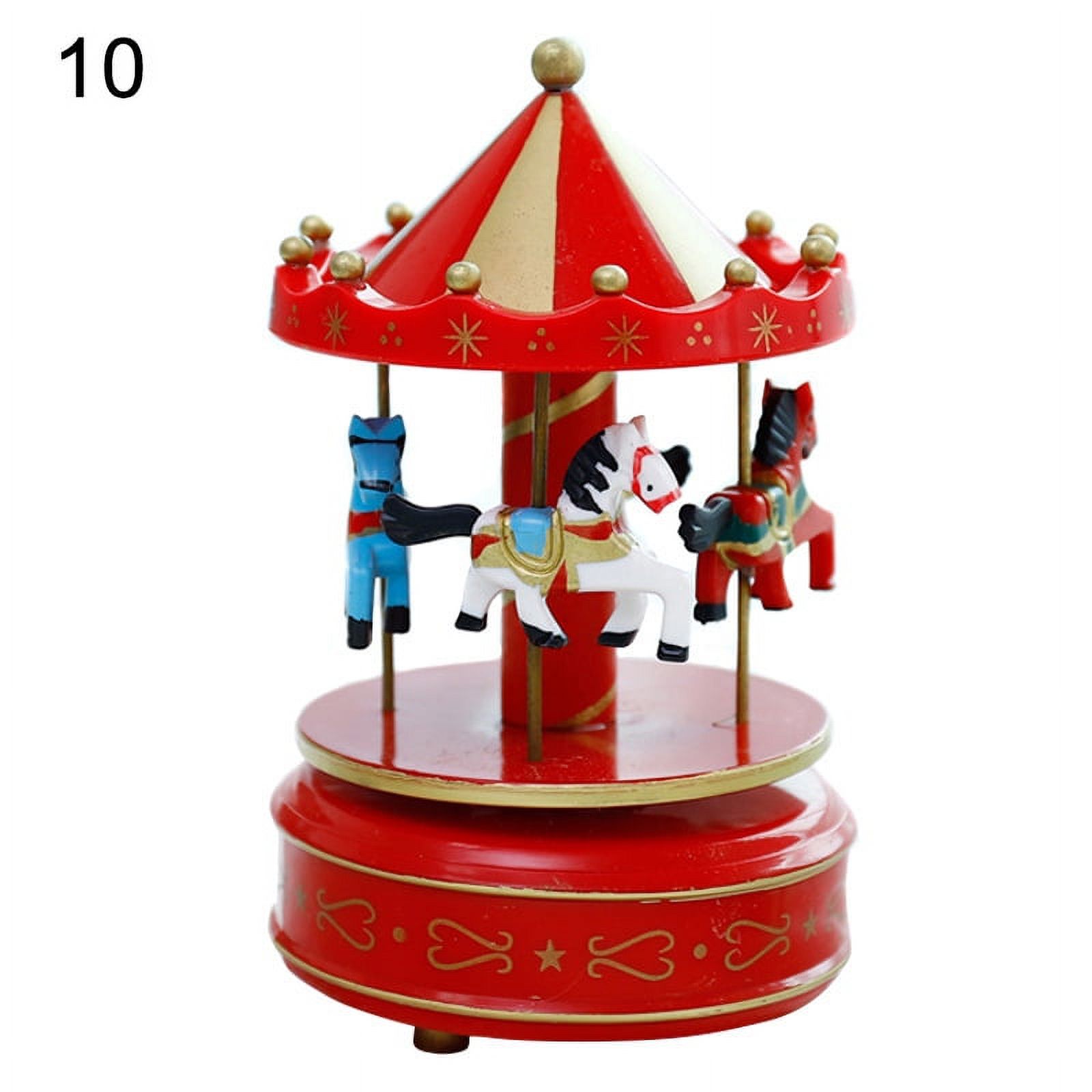HRSR Romantic Carousel Horse Music Box Toy Artistic Wooden Carousel