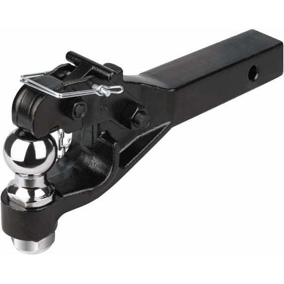 HRT 10-Ton Pintle Hook Trailer Hitch with 2” Ball&nbsp;- 7,000 lbs Capacity, 15-1/2” Length Receiver Hook Combo