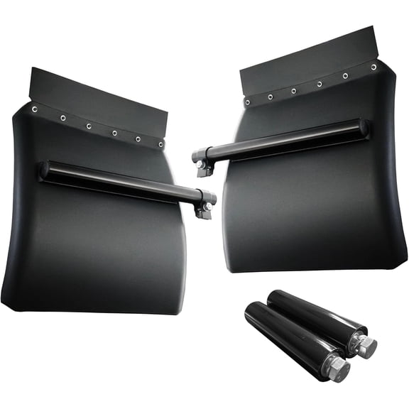 HRT 24"x24" Poly Quarter Fenders for Semi Trucks, Set of 2 Universal Heavy Duty Black Quarter Fenders with Mounting Posts