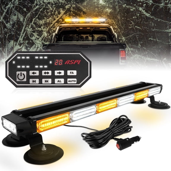 HRT 26inch 126 LED Emergency Rooftop Strobe Light Bar, with Controller, Double Side Amber/White Traffic Advisor for Work Trucks